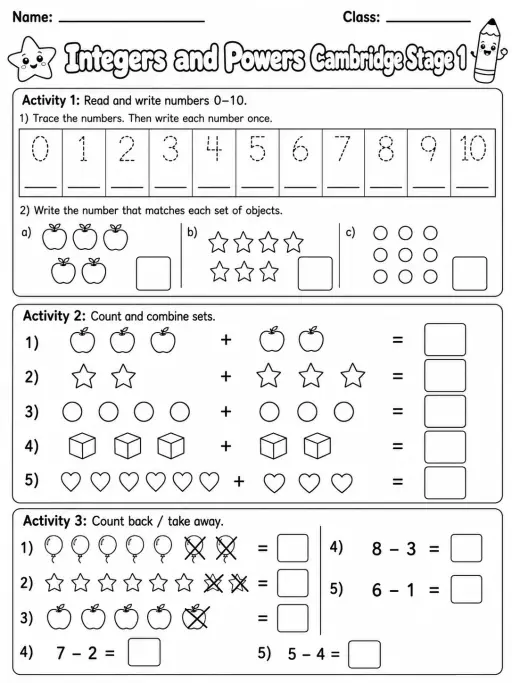 Integers and Powers Cambridge Stage 1
