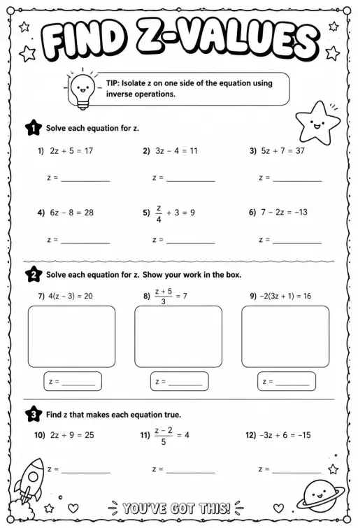 Find z-values