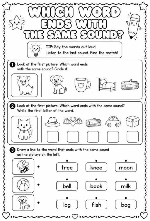 Which word ends with the same sound?