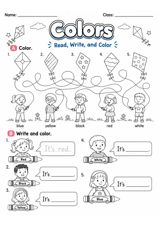 Colors | Grade 1 Vocabulary Worksheet