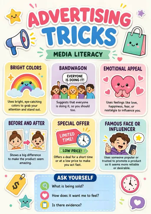 Advertising tricks Media Literacy Infographic