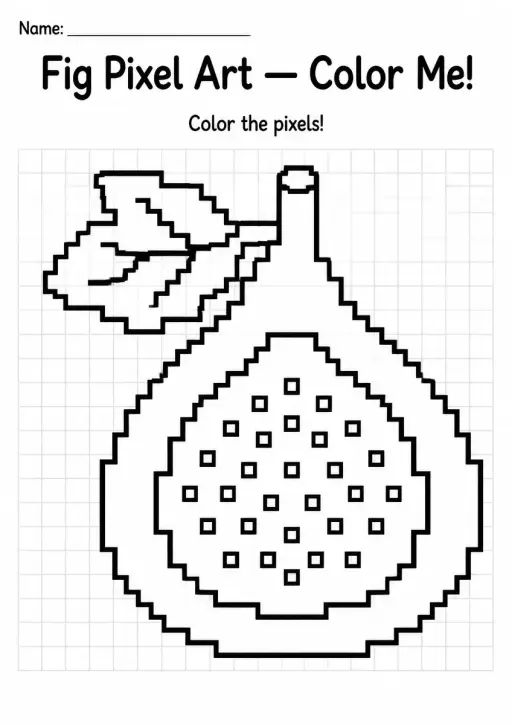 Fig Pixel Art Coloring Page
