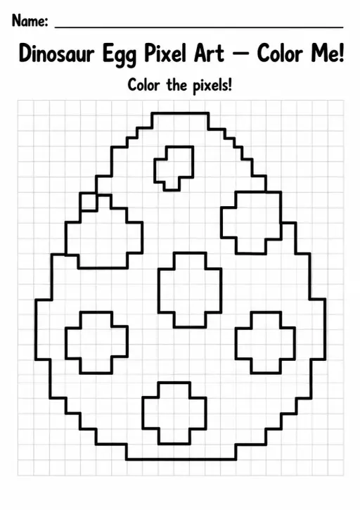 Dinosaur Egg Pixel Art Coloring Page