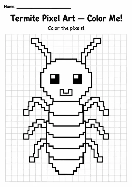 Termite Pixel Art Coloring Page