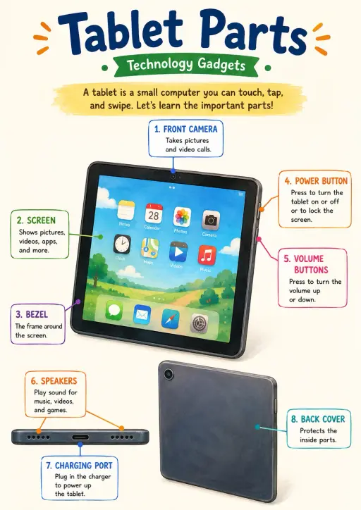 Tablet Parts Technology Gadgets Infographic