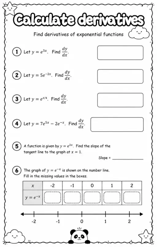Find derivatives of exponential functions