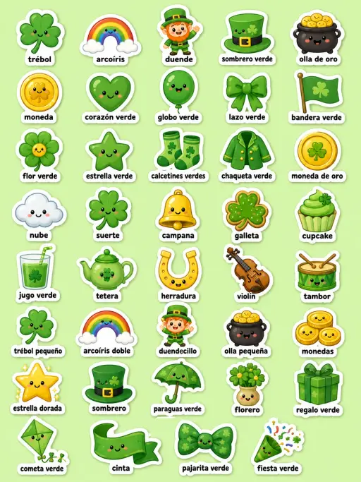 Día de San Patricio - Hoja de pegatinas imprimibles