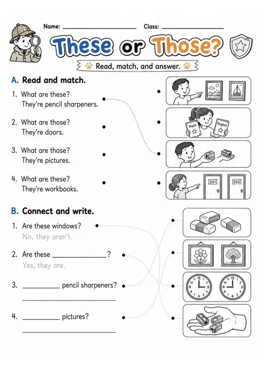 These Or Those? | Grades 2-3 Grammar Worksheet