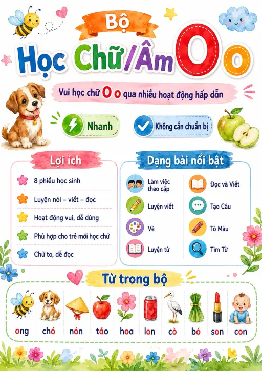 Vietnamese Letter O Phonics Worksheets Pack