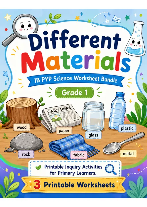 Different Materials Worksheets | Grade 1 PYP Science