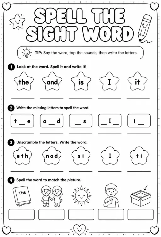 Spell the sight word