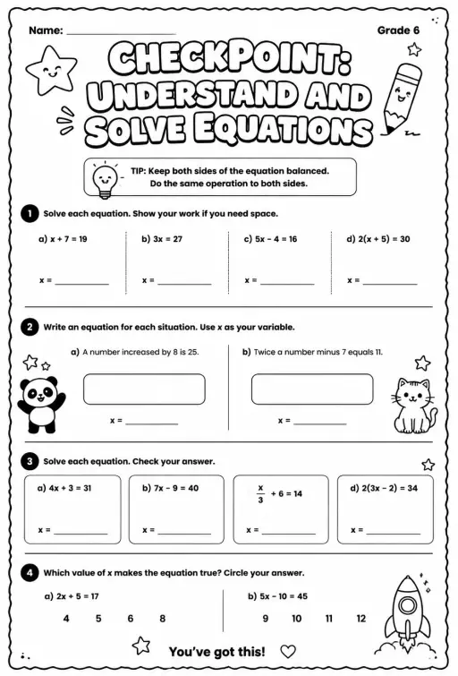Checkpoint: Understand and solve equations