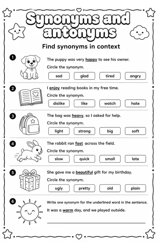 Find synonyms in context