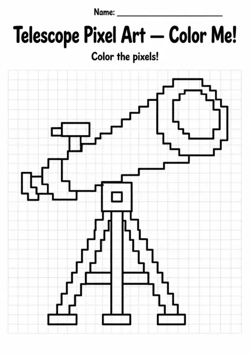 Telescope Pixel Art Coloring Page