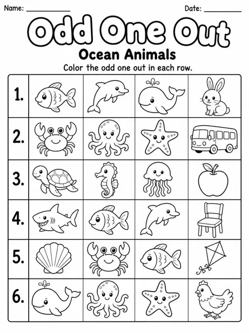 Ocean Animals Worksheet Pack