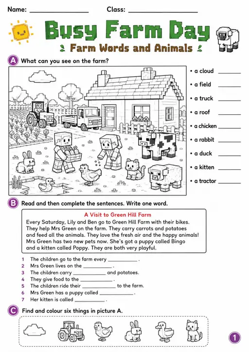 Cambridge MOVERS - Busy Farm Day | Free Worksheet
