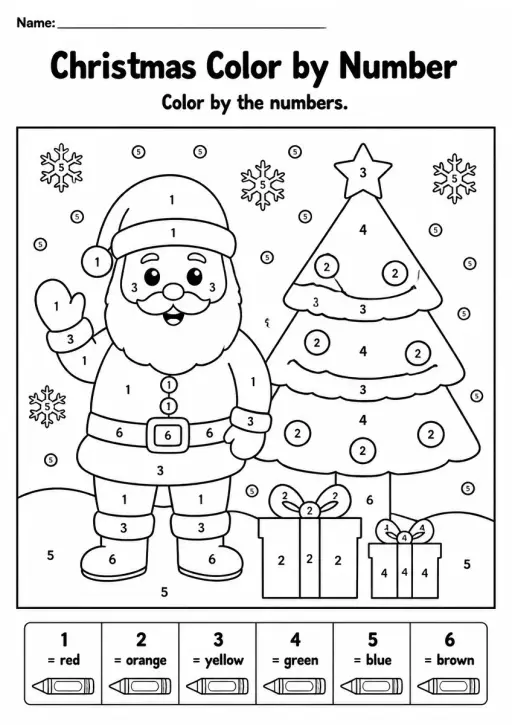 Christmas Color by Number — Kindergarten