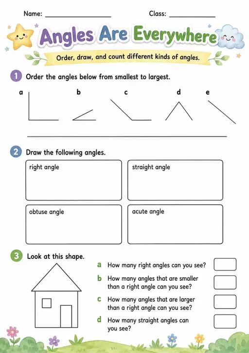 Angles Are Everywhere - Grade 3 Math Worksheet