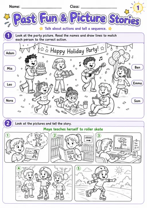 Cambridge Flyers - Past Fun & Picture Stories | Free Worksheet