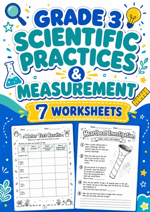 Grade 3 Scientific Practices and Measurement Worksheets - Pack 1