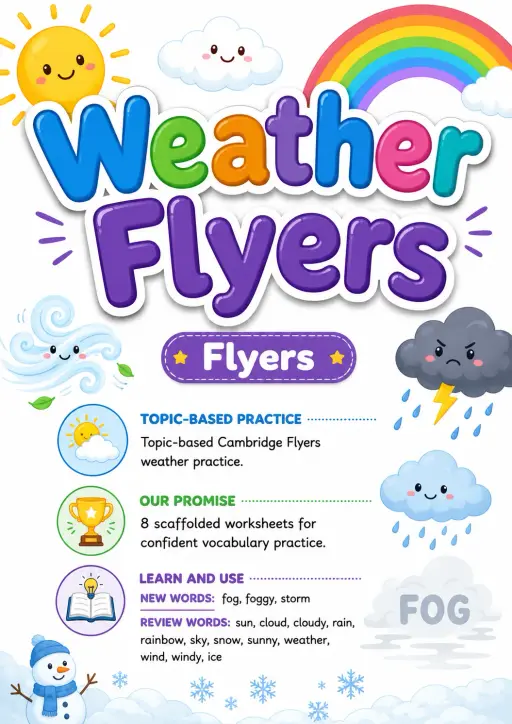 Weather Flyers Vocabulary Worksheet Pack
