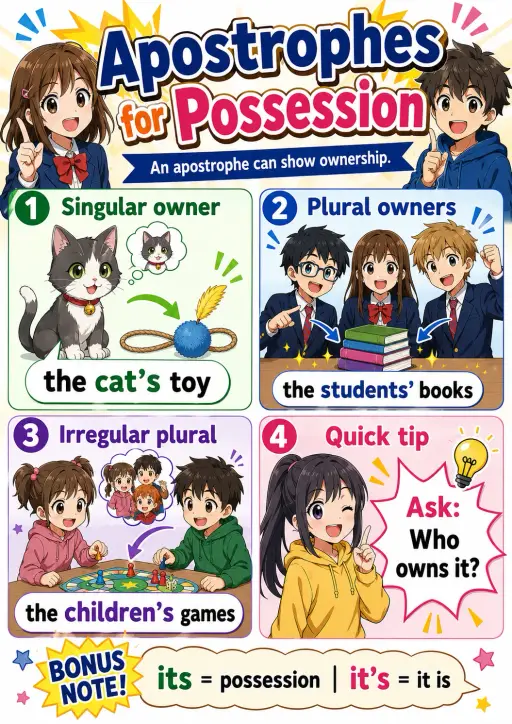 Apostrophes for Possession Punctuation Infographic