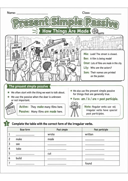Present Simple Passive Pack - 5 Worksheets | Grade 5