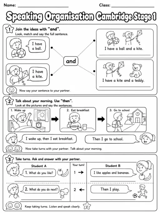 Speaking Organisation Cambridge Stage 1