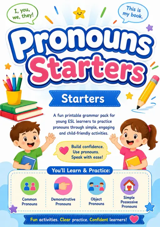 Pronouns Starters Grammar Worksheet Pack