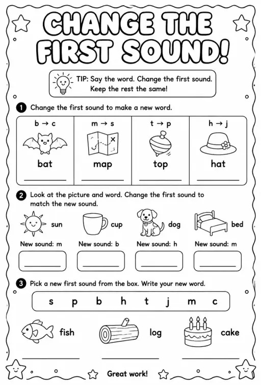 Change the first sound in a word