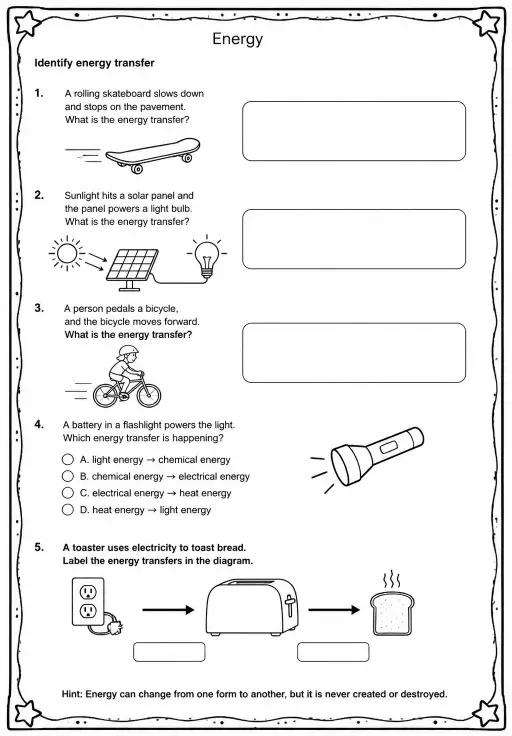 Identify energy transfer