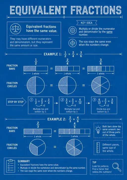 Equivalent fractions Infographic
