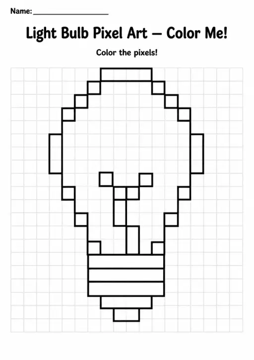Light Bulb Pixel Art Coloring Page