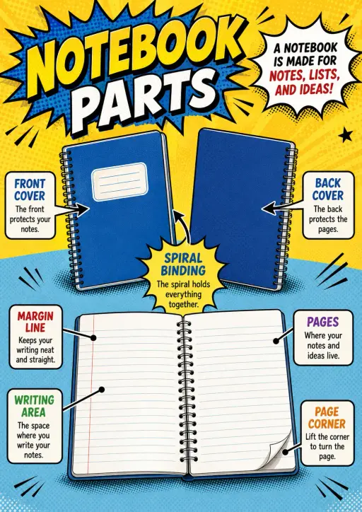 Notebook parts Office Supplies Infographic