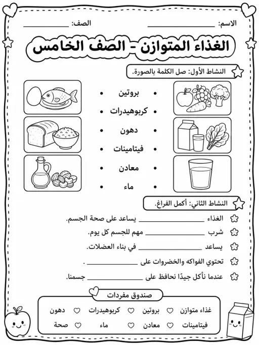 الغذاء المتوازن - الصف الخامس