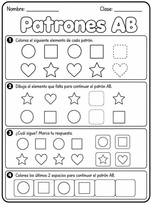 Kindergarten - patrones AB - Paquete de fichas