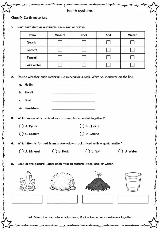 Classify Earth materials