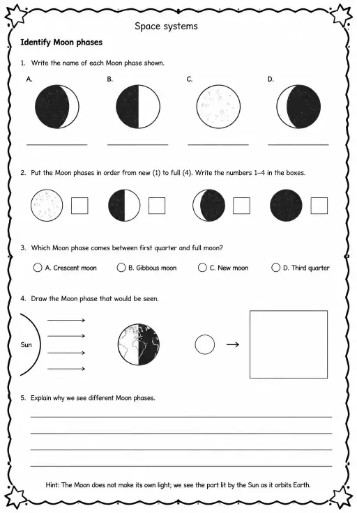 Identify Moon phases