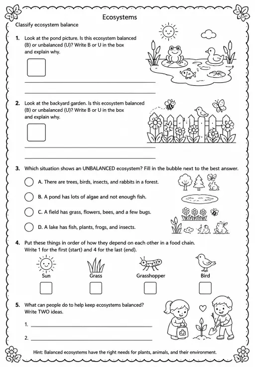 Classify ecosystem balance