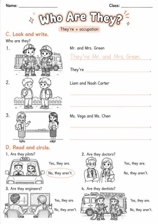 Who Are They? | Grades 2-3 Vocabulary Worksheet