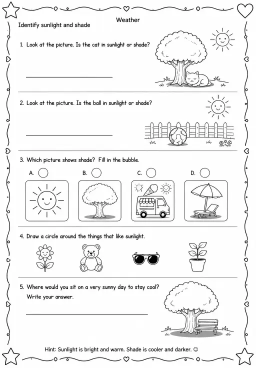 Identify sunlight and shade