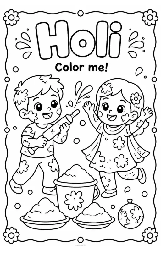 Holi Coloring Pages