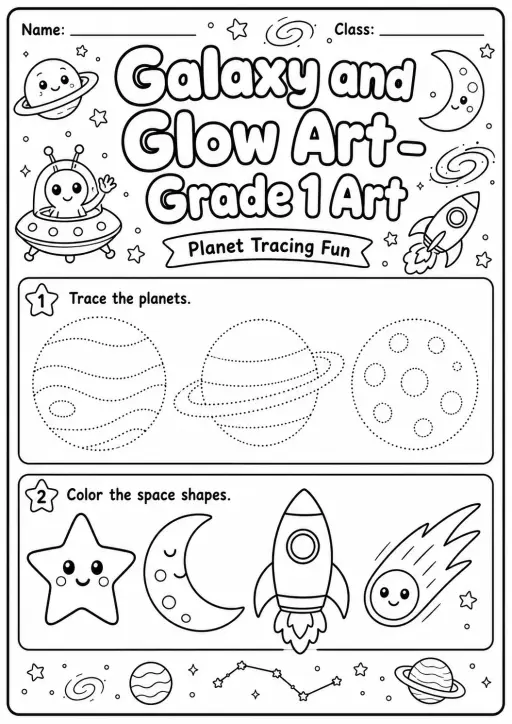 Galaxy Space Tracing Worksheet Pack