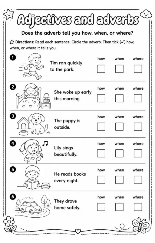 Does the adverb tell you how, when, or where?