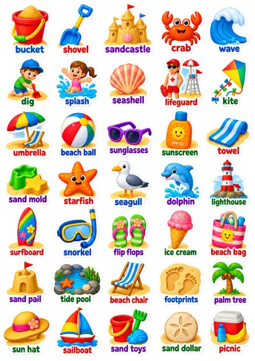 Seasons and Holidays Vocabulary Sticker Pack 01