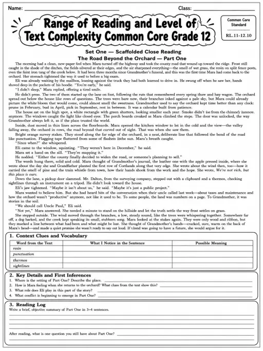 Range of Reading and Level of Text Complexity Common Core Grade 12