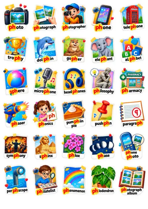 Ph Words Picture Set English Vocabulary Stickers