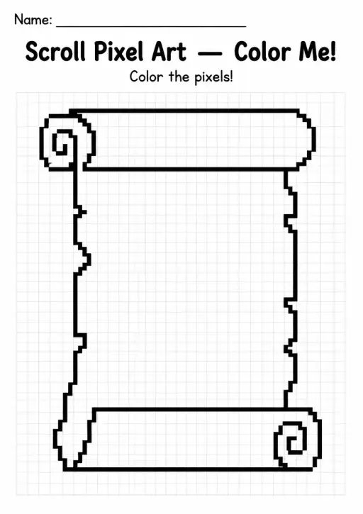 Scroll Pixel Art Coloring Page