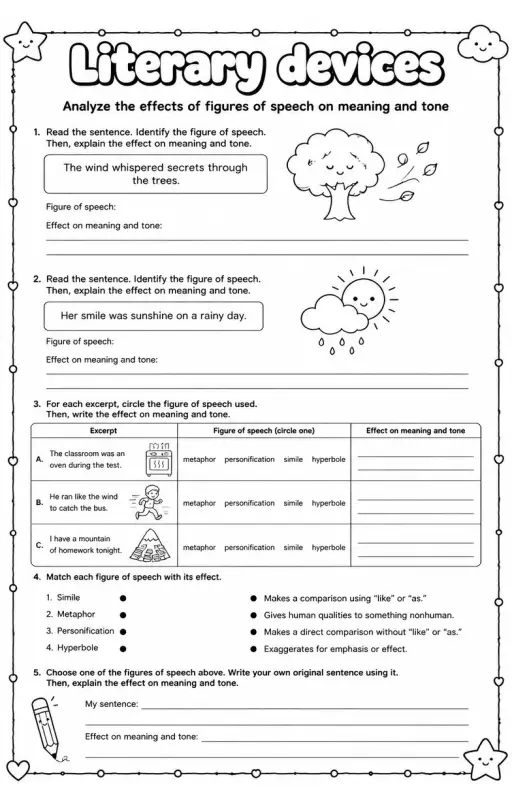 Analyze the effects of figures of speech on meaning and tone