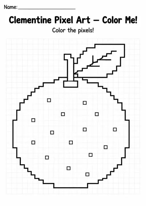 Clementine Pixel Art Coloring Page
